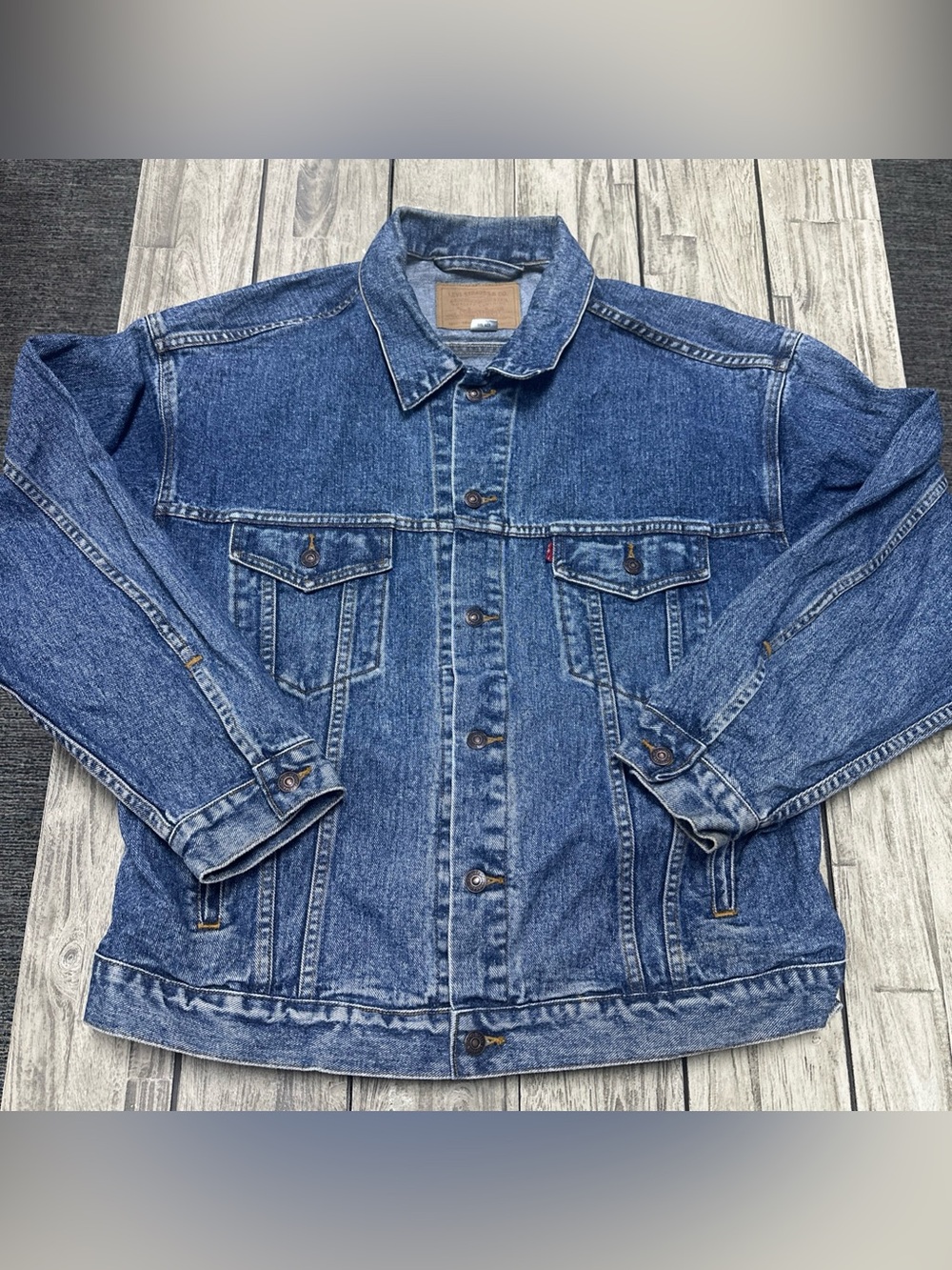 Vintage 90s Levis 70507-4890 Trucker Jacket XL Blue Denim Made Hong Kong